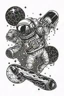 space barista tattoo design idea