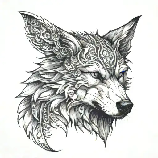 a wolf that is also God's warrior   tattoo design idea