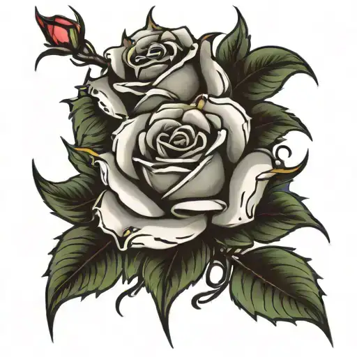 roses with thorns tattoo design idea