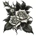 roses with thorns tattoo design idea