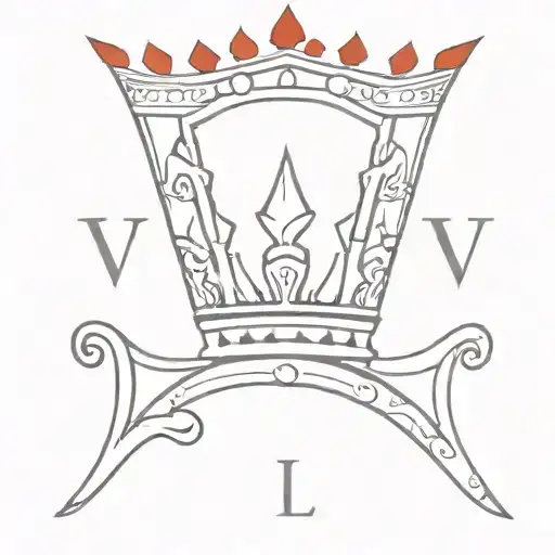 red crown with letters L D V underneath tattoo design idea