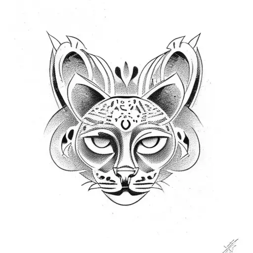 serious bobcat half-animal half-human tattoo design idea