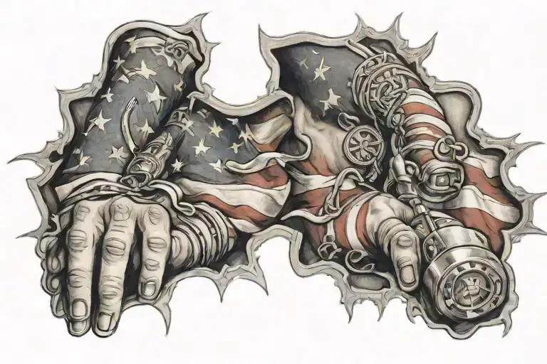 patriotic left sleeve tattoo design idea