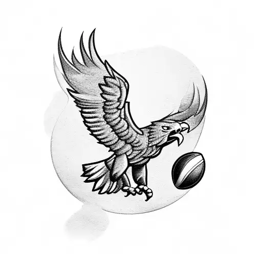 A muscular eagle holding a football ball in its talons tattoo design idea