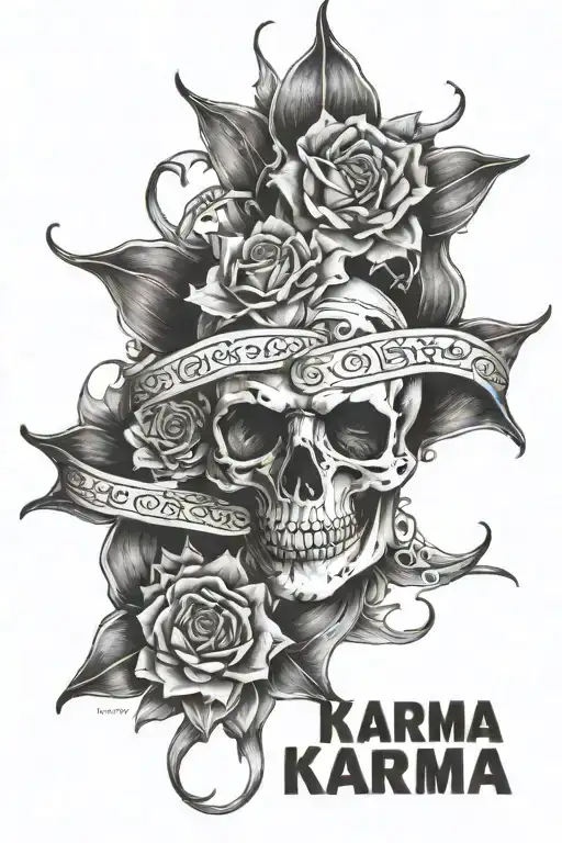 phrase "KARMA is a bitch" tattoo design idea