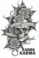 phrase "KARMA is a bitch" tattoo design idea