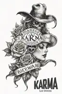 phrase "KARMA is a bitch" tattoo design idea