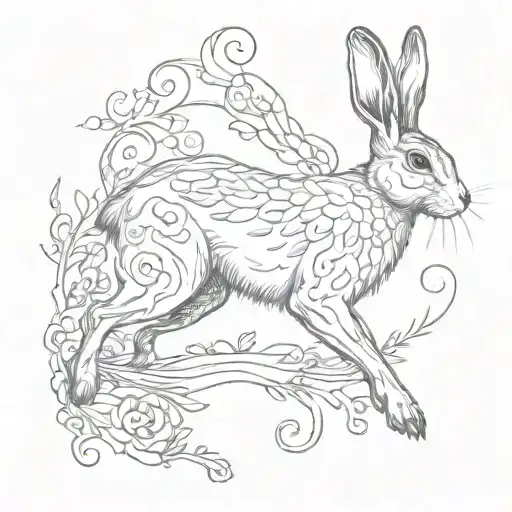 jumping hare tattoo design idea