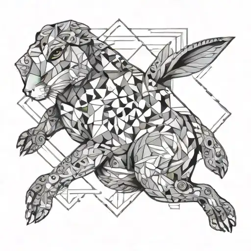 jumping hare tattoo design idea