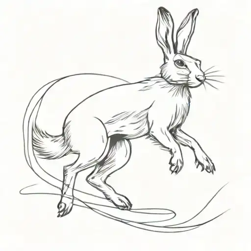 jumping hare tattoo design idea