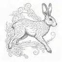 jumping hare tattoo design idea
