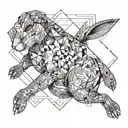 jumping hare tattoo design idea