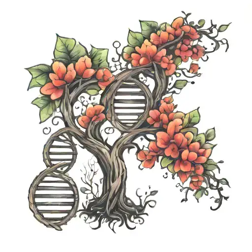 tree and dna double helix tattoo design idea