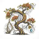 tree and dna double helix tattoo design idea