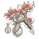 tree and dna double helix tattoo design idea
