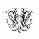 Elephant head with an octopus tentacles tattoo design idea