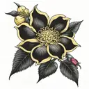 yellow camellia flower and clematis flowered  tattoo design idea