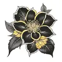 yellow camellia flower and clematis flowered  tattoo design idea