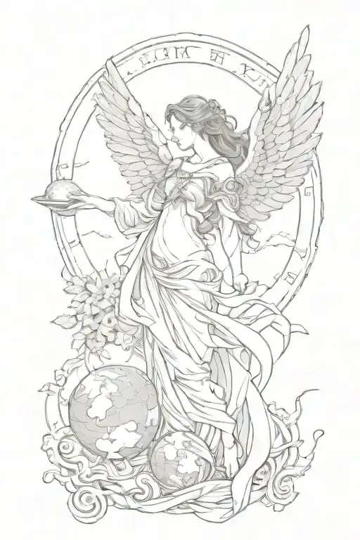 angel and earth  tattoo design idea