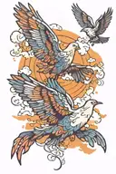 Freedom Dove Sunset Clouds tattoo design idea