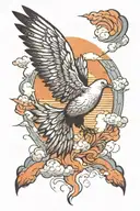 Freedom Dove Sunset Clouds tattoo design idea