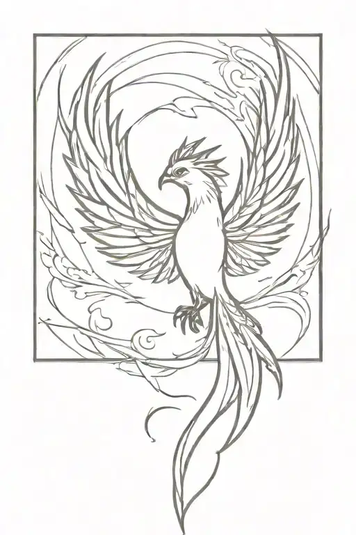 Phoenix bird rising from ashes tattoo design idea