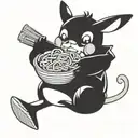 pickachu sitting eating ramen noodles tattoo design idea