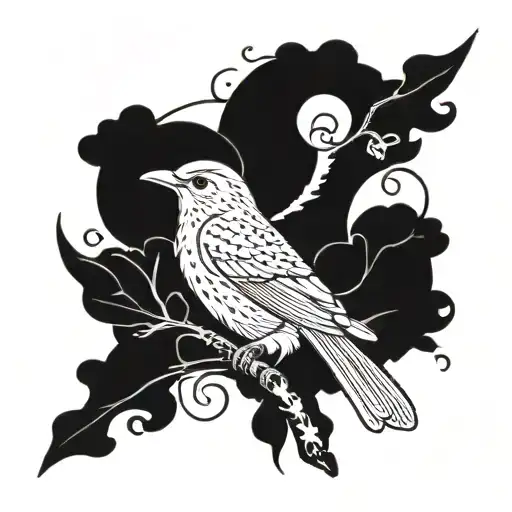 A tarot card with a bird perched on top, symbolizing freedom tattoo design idea