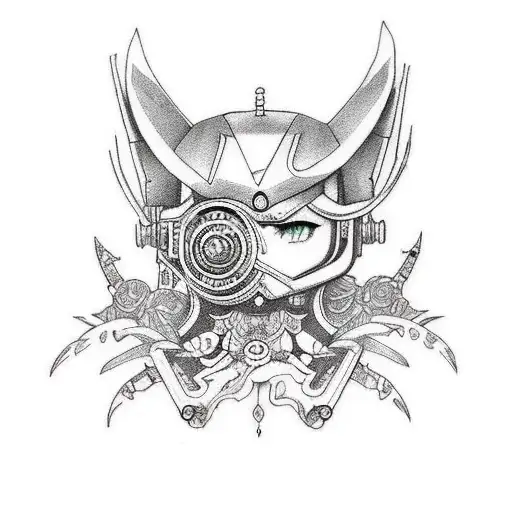 Rebecca from Cyberpunk edgerunner anime chibi tattoo design idea