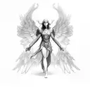 i want a god like figure with its hands extended with a cape or robe that make it look like wings tattoo design idea