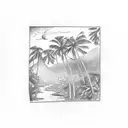 A sketch-style tattoo of the El Yunque rainforest in Puerto Rico tattoo design idea