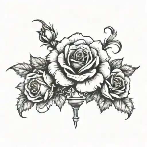 Sleep token band logo with roses and gothic inspired tattoo tattoo design idea
