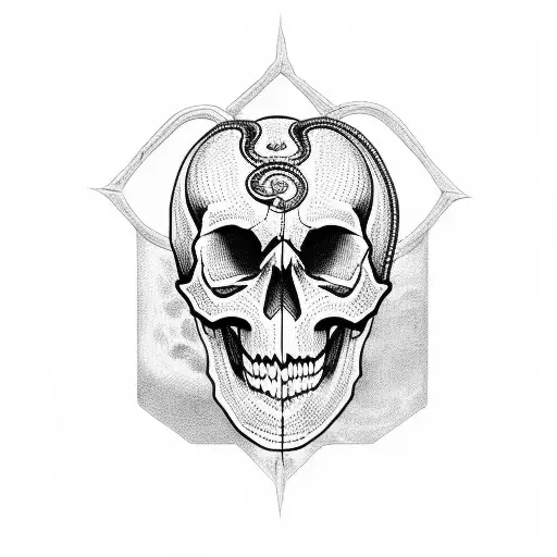 skull and snake tattoo design idea