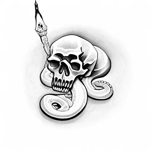 skull anda snake tattoo design idea