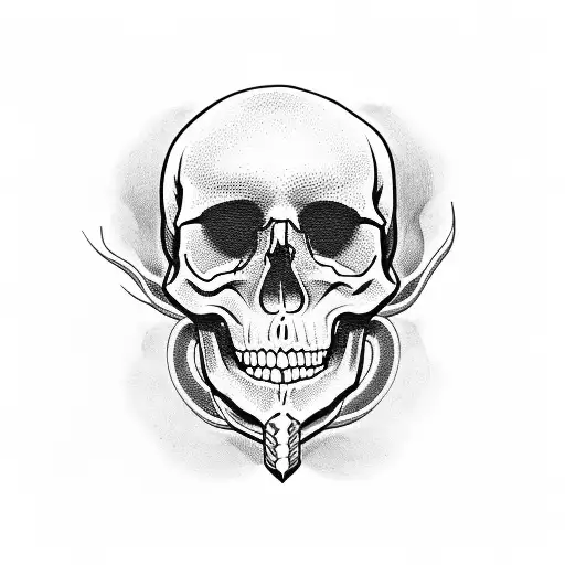 skull and snake tattoo design idea