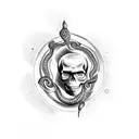 skull and snake tattoo design idea