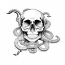 skull and snake tattoo design idea