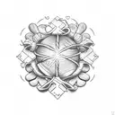 Ace of clovers Baseball seams tattoo design idea