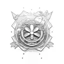 Ace of clovers Baseball seams cut open tattoo design idea