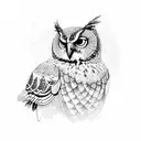 goodness Athena with her owl tattoo design idea