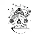 moto and rocket tattoo design idea