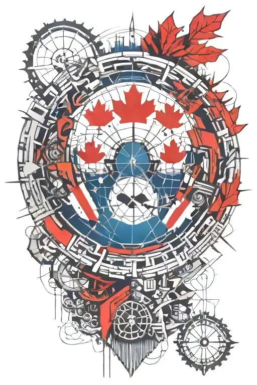 globe, ecuadorian flag, Canadian flag, tattoo design idea