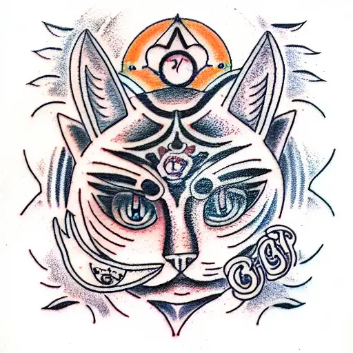 Third Eye of cat tattoo design idea
