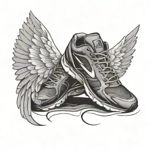 A running shoe with wings, symbolizing your passion for running and the feeling of freedom it brings tattoo design idea