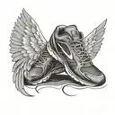 A running shoe with wings, symbolizing your passion for running and the feeling of freedom it brings tattoo design idea