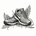 A running shoe with wings, symbolizing your passion for running and the feeling of freedom it brings tattoo design idea