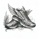A running shoe with wings, symbolizing your passion for running and the feeling of freedom it brings tattoo design idea