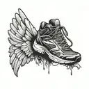 A running shoe with wings, symbolizing your passion for running and the feeling of freedom it brings tattoo design idea