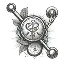 An intricate design of medical symbols intertwined with a stethoscope and heartbeat line, representing your passion for emergency medicine and nursing tattoo design idea