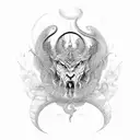 Warrior monk meditating with a dragon coiled around him tattoo design idea